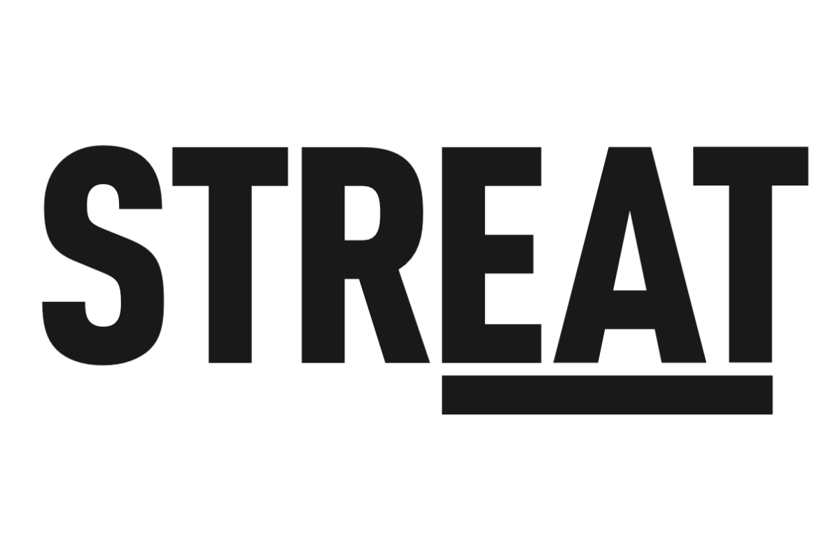STREAT logo in bold black text with an underline beneath the letters “EAT”.